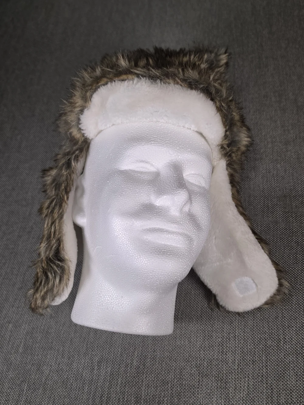 Men's Faux Fur Trapper Hat - White and Brown